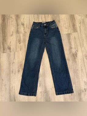HDLTE Dark Wash High Rise Flare Jeans Size Small